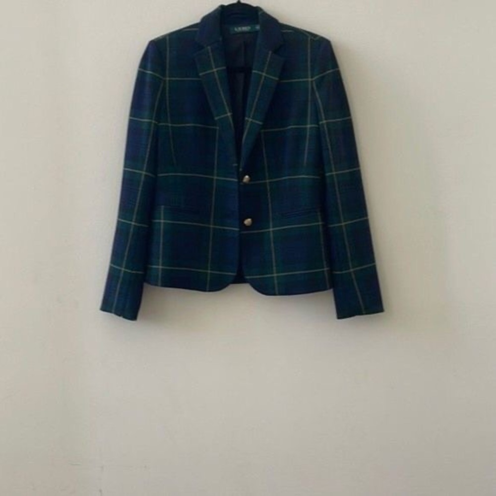 Ralph Lauren Women Plaid Green Jacket Size M